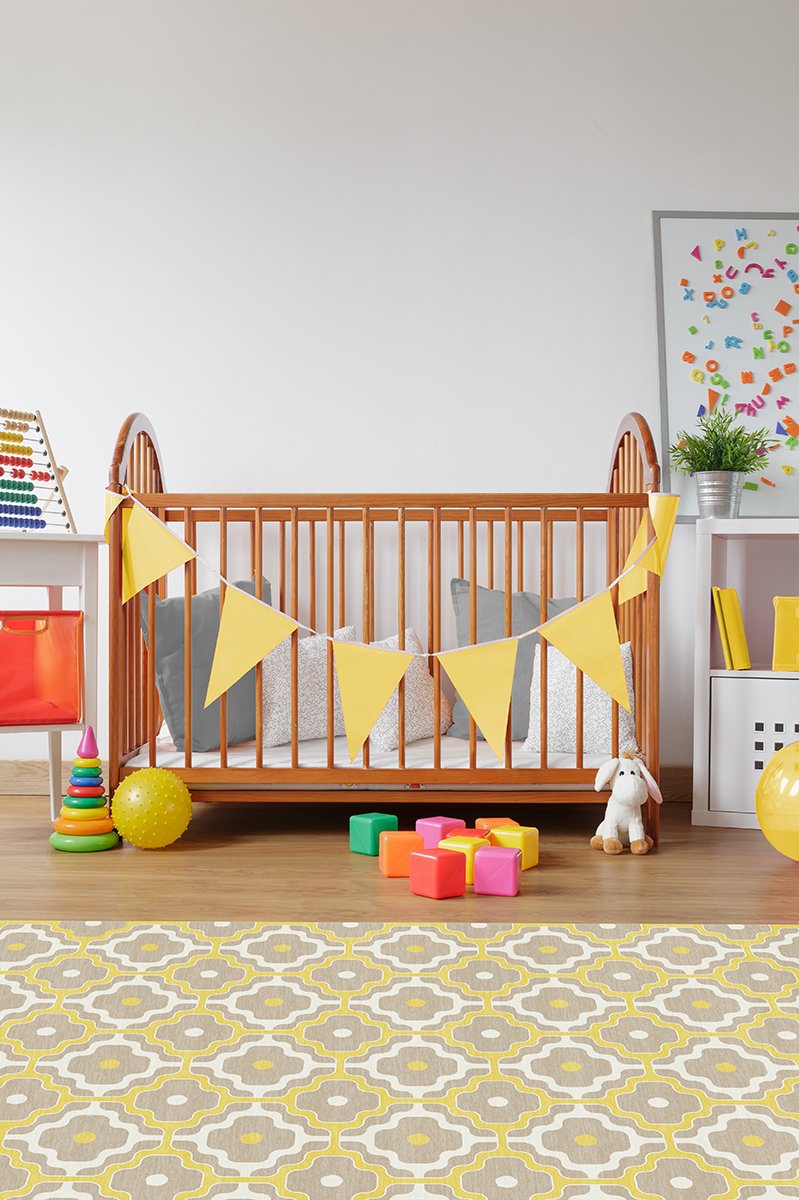 Chloe Trellis Yellow Rug 5'x7' | Stain-Resistant