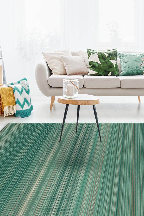 Coastal Linear Stripe Aqua Rug 8'x10' | Stain-Resistant