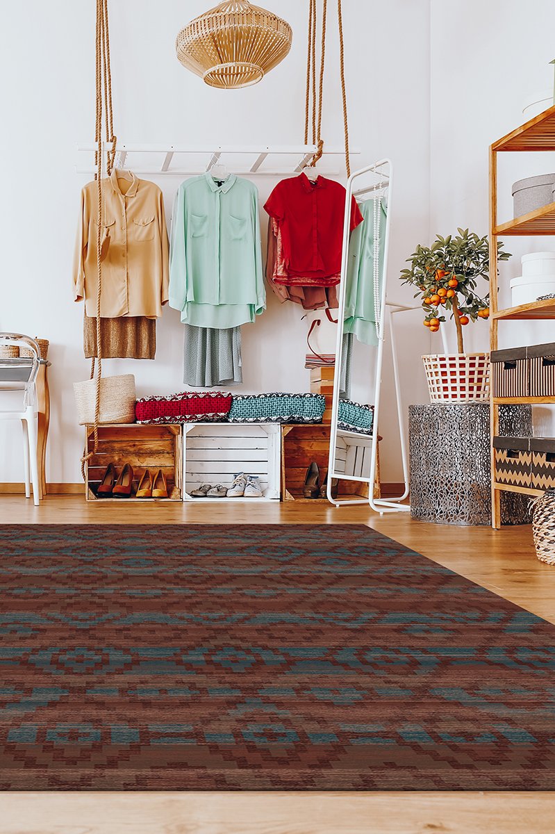 Diamond Trellis Brick Red Rug 8'x10' | Stain-Resistant