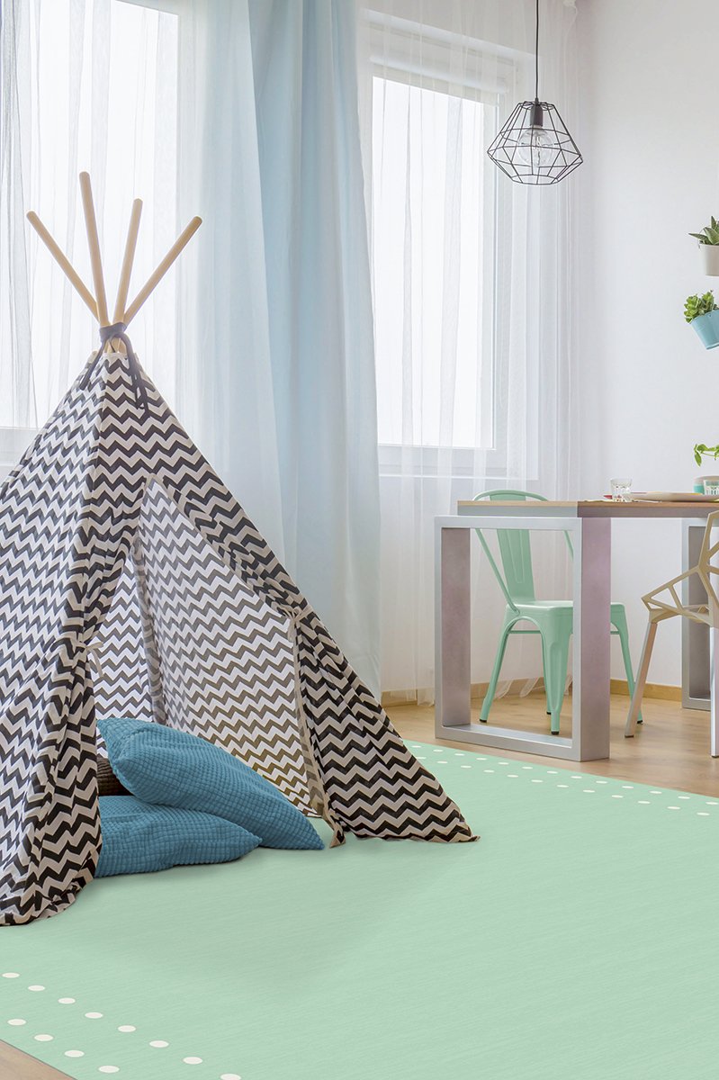 Dot Border Mint Rug 8'x10' | Stain-Resistant