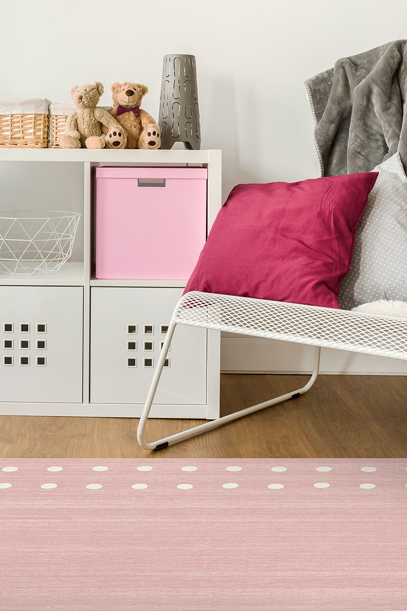 Dot Border Pink Rug 5'x7' | Stain-Resistant