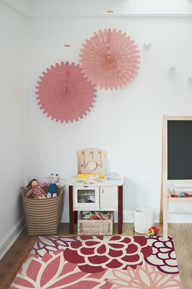 Emma Floral Rouge Pink Rug 3'x5' | Stain-Resistant