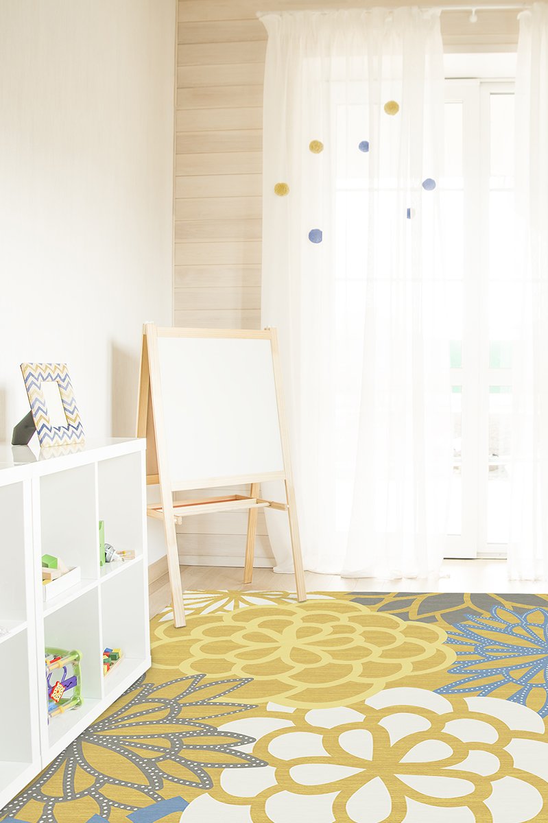 Emma Floral Yellow Rug 8'x10' | Stain-Resistant