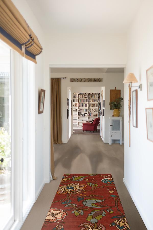 Frida Floral Red Rug 2.5'x10' | Stain-Resistant