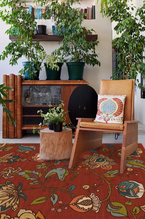 Frida Floral Red Rug 5'x7' | Stain-Resistant