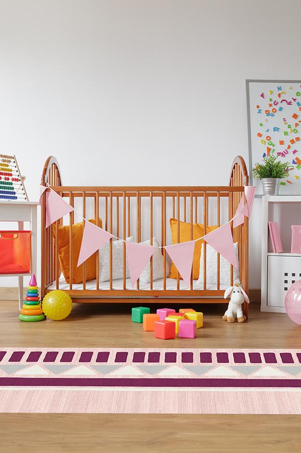 Fun Shapes Pink Rug 2.5'x7' | Stain-Resistant