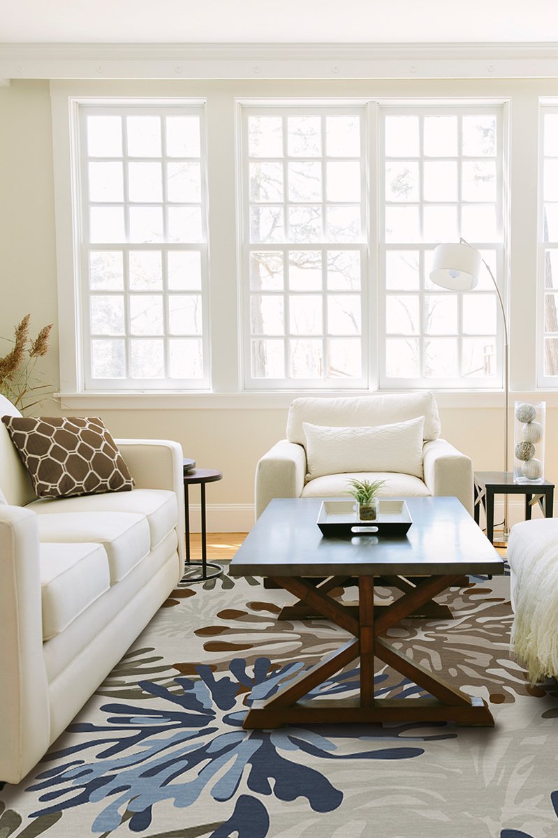 Genevieve Floral Natural Rug 5'x7' | Stain-Resistant