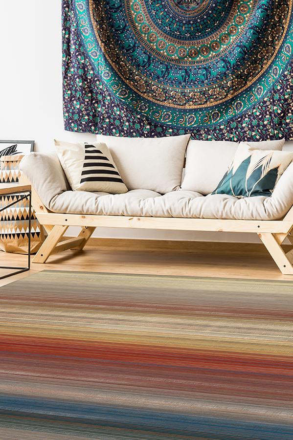Linear Striped Multicolor Rug 8'x10' | Stain-Resistant