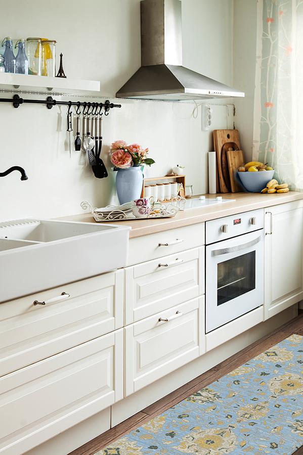 Marie Pale Blue Rug 2.5'x10' | Stain-Resistant
