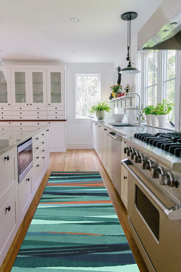 Meridian Turquoise Rug 2.5'x10' | Stain-Resistant