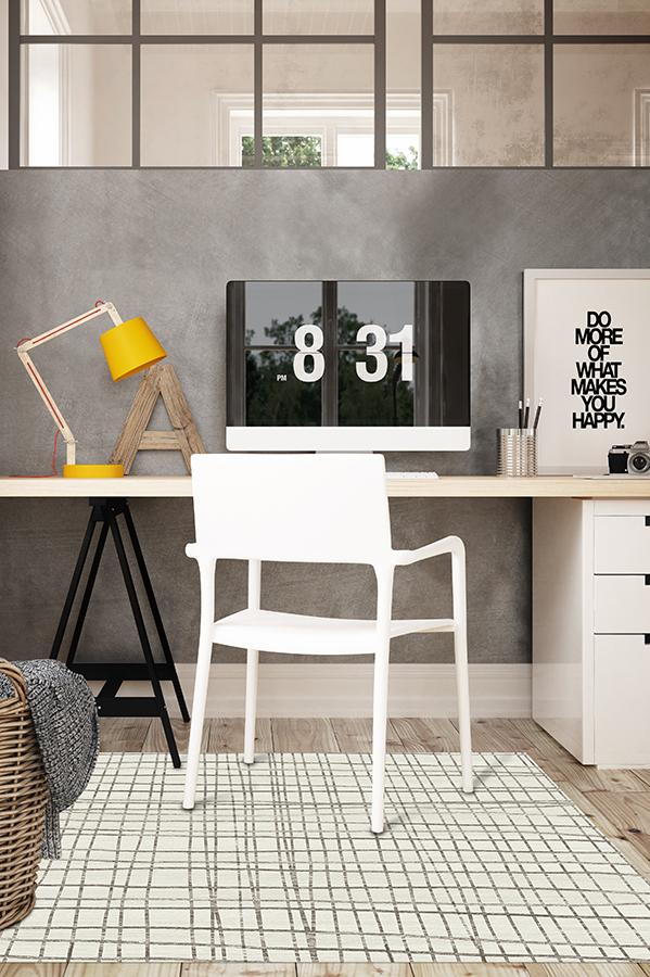 Modern Grid Creme Rug 3'x5' | Stain-Resistant
