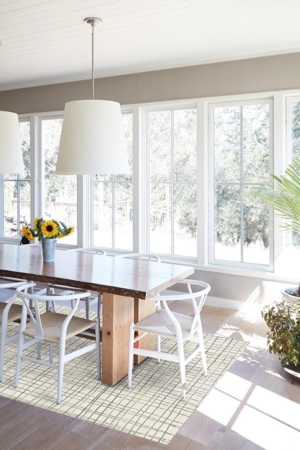 Modern Grid Creme Rug 5'x7' | Stain-Resistant