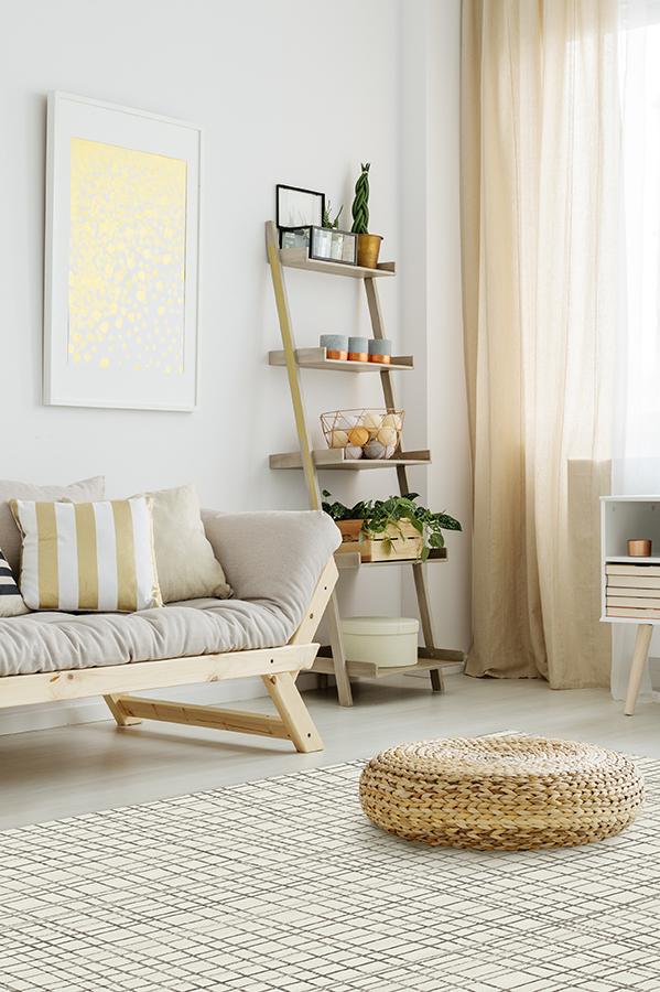 Modern Grid Creme Rug 8'x10' | Stain-Resistant