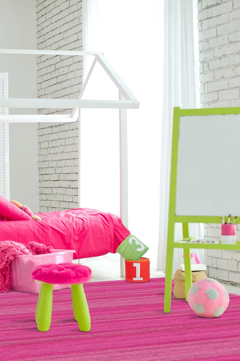 Solid Tonal Fuchsia Pink Rug 8'x10' | Stain-Resistant