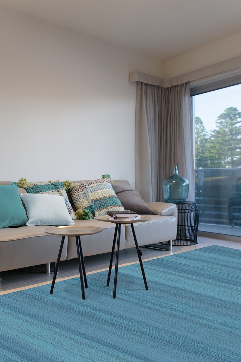 Solid Tonal Ocean Blue Rug 8'x10' | Stain-Resistant