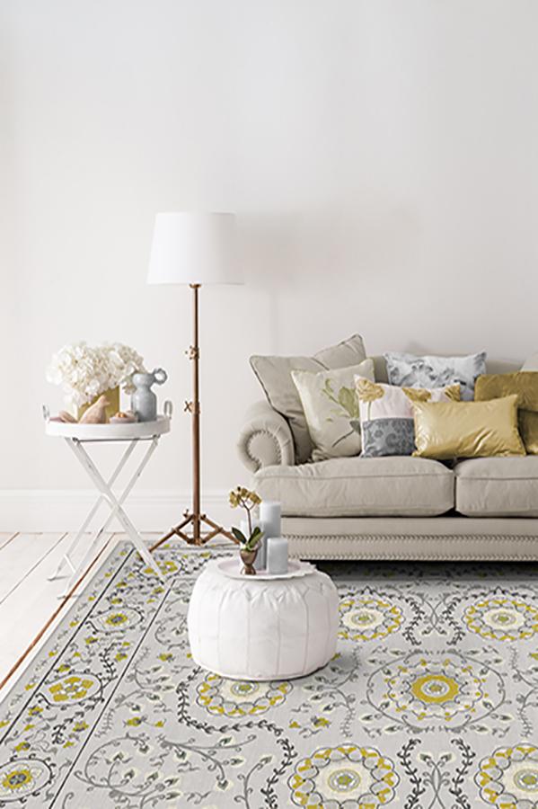 Suzani Yellow Rug 8'x10' | Stain-Resistant