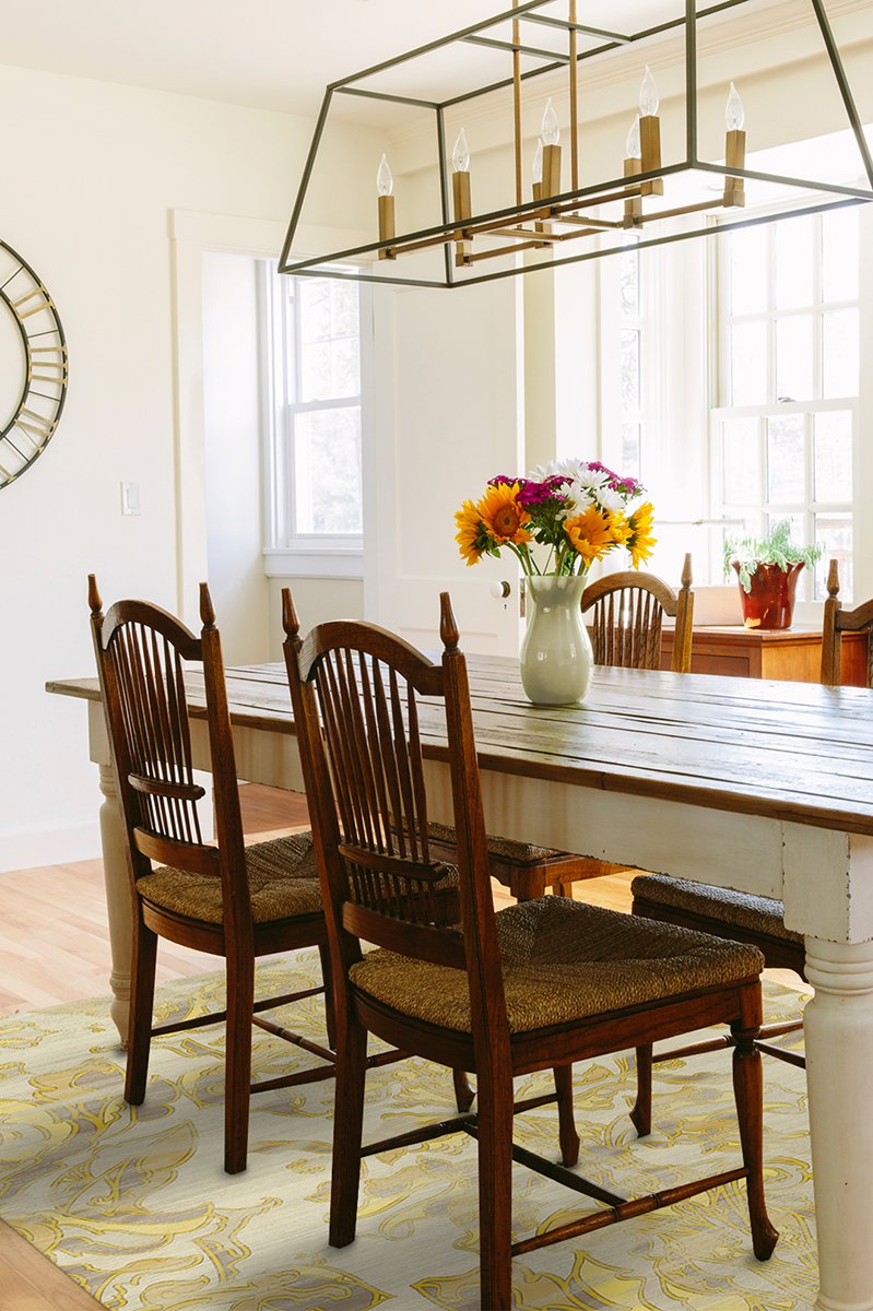 Transitional Damask Gold Rug 5'x7' | Stain-Resistant