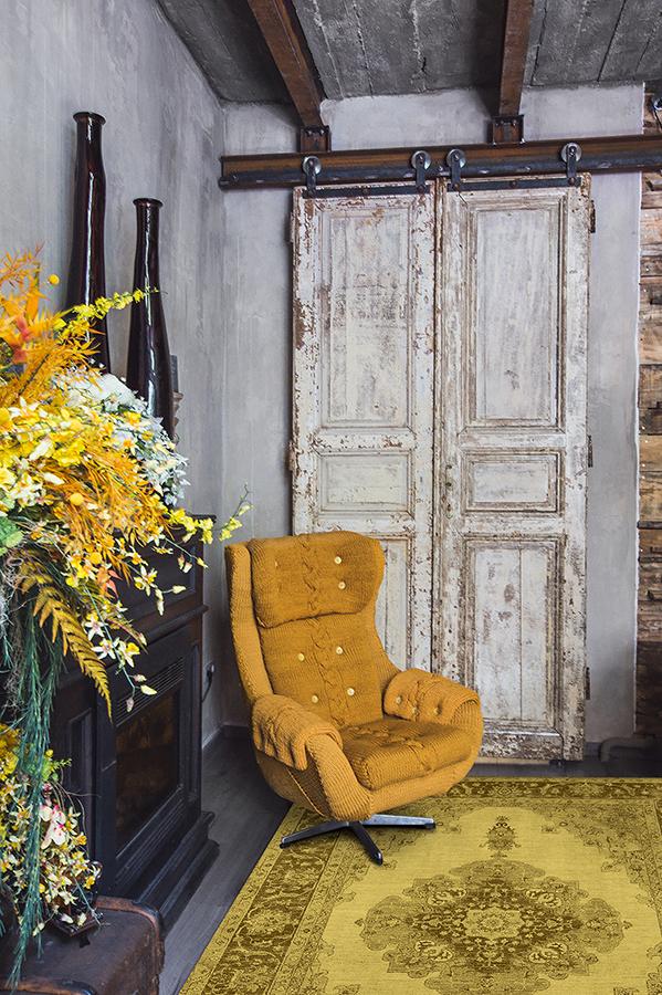 Victoria Danish Yellow Rug 5'x7' | Stain-Resistant