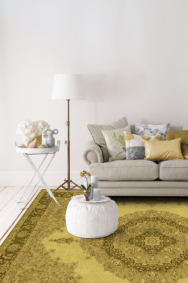 Victoria Danish Yellow Rug 8'x10' | Stain-Resistant
