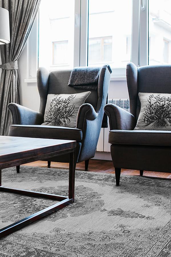 Victoria Grey Rug 5'x7' | Stain-Resistant