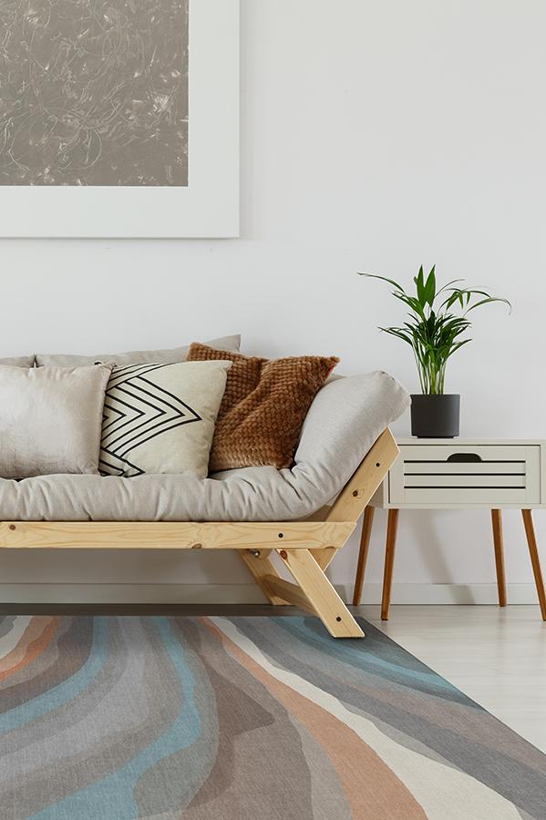 Watercolor Waves Sandstone Rug 5'x7' | Stain-Resistant