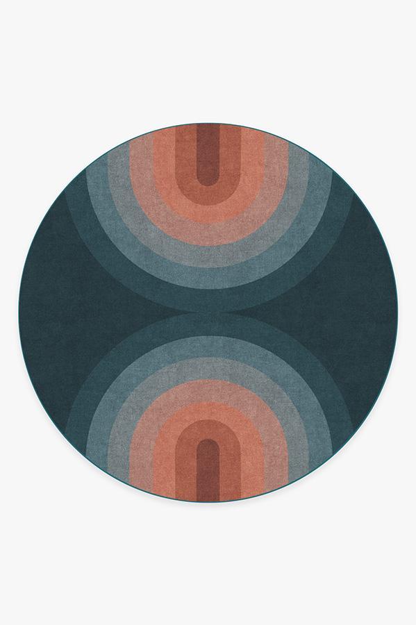 Absida Teal Rug 8' Round | Stain-Resistant