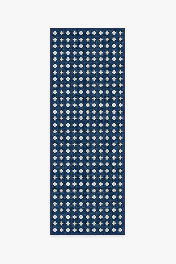 Outdoor Adde Navy Rug 2.5'x7' | Stain-Resistant