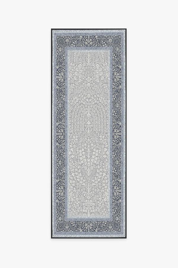 Afshan Steel Blue Rug 2.5'x10' | Stain-Resistant