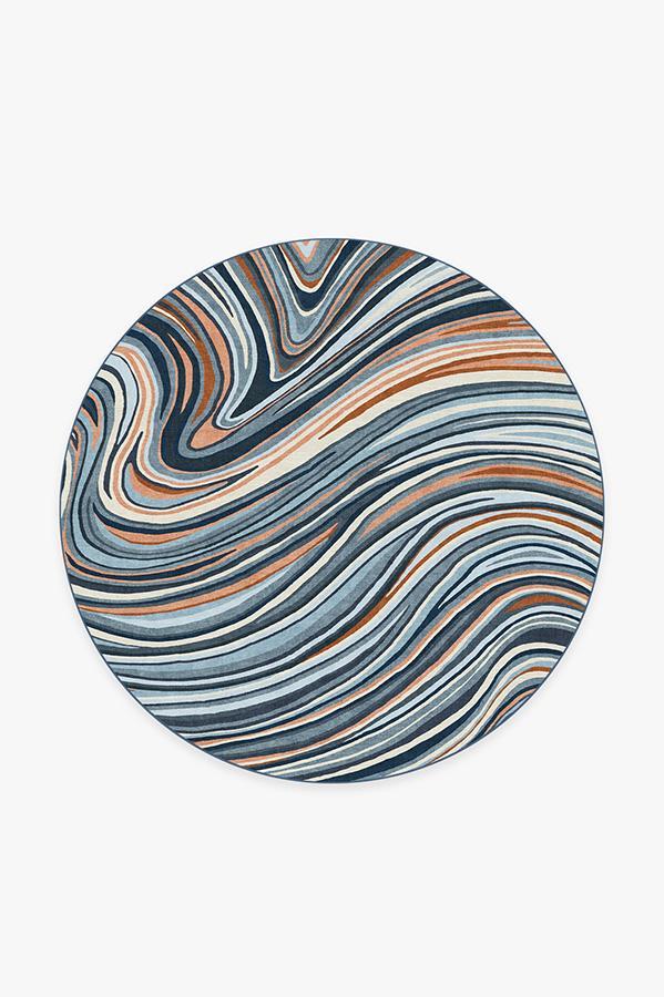 Agate Arctic Blue Rug 6' Round | Stain-Resistant