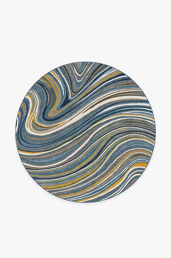 Agate Golden Azure Rug 6' Round | Stain-Resistant