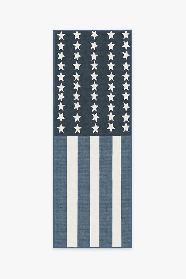 American Flag Blue Rug 2.5'x7' | Stain-Resistant
