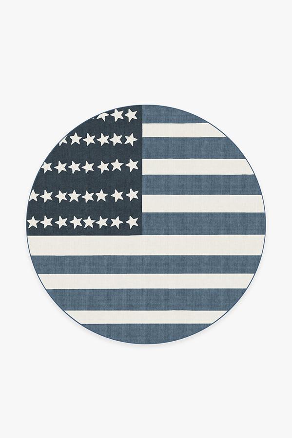 American Flag Blue Rug 6' Round | Stain-Resistant