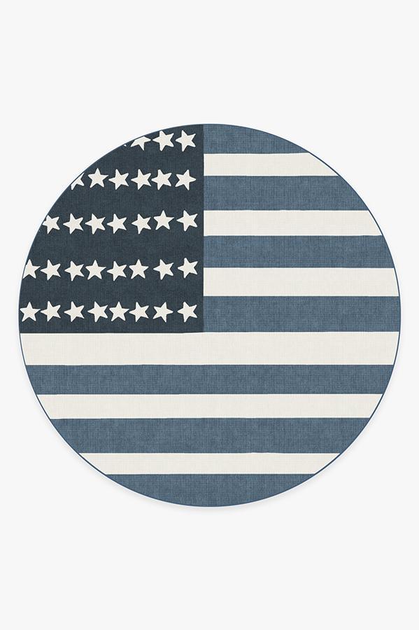 American Flag Blue Rug 8' Round | Stain-Resistant