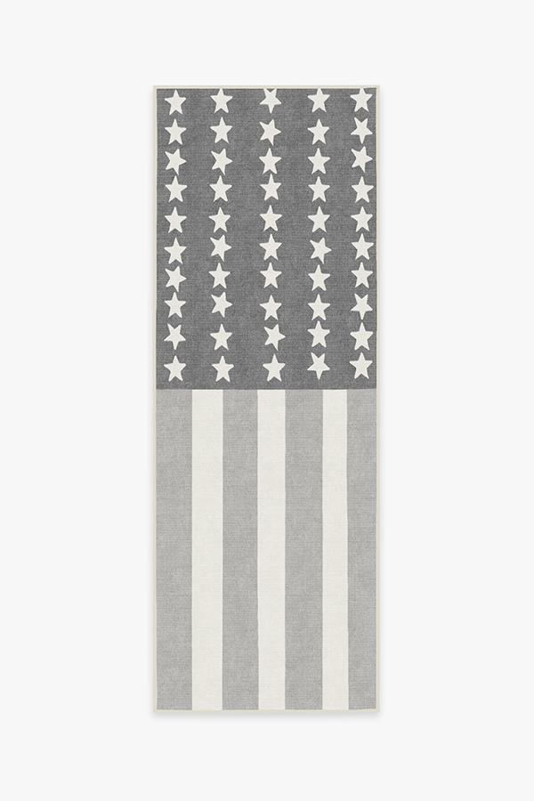 American Flag Grey Rug 2.5'x7' | Stain-Resistant