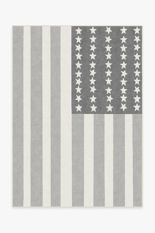 American Flag Grey Rug 5'x7' | Stain-Resistant