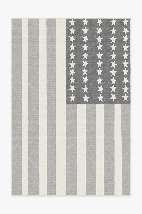American Flag Grey Rug 6'x9' | Stain-Resistant