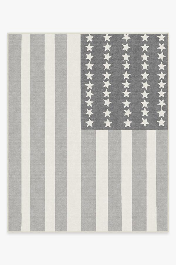 American Flag Grey Rug 8'x10' | Stain-Resistant
