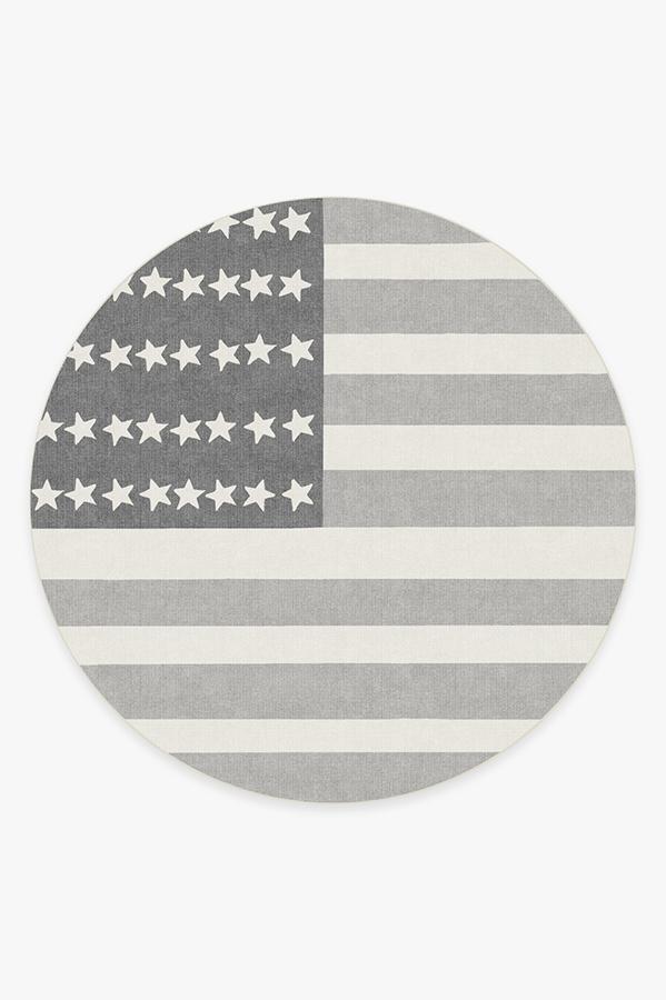 American Flag Grey Rug 8' Round | Stain-Resistant