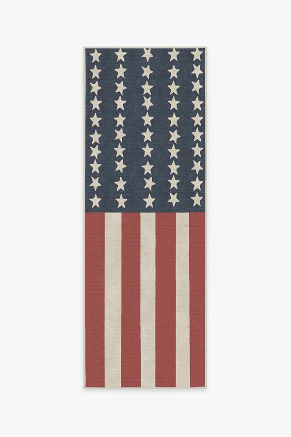 American Flag Red Rug 2.5'x7' | Stain-Resistant
