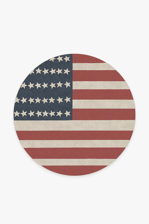 American Flag Red Rug 6' Round | Stain-Resistant