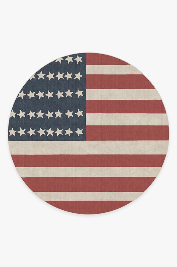 American Flag Red Rug 8' Round | Stain-Resistant