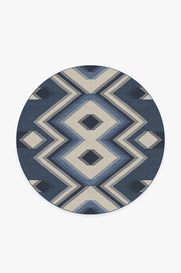 Anza Slate Blue Rug 6' Round | Stain-Resistant