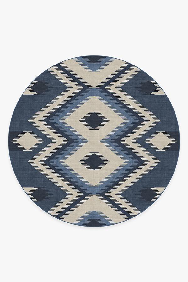 Anza Slate Blue Rug 8' Round | Stain-Resistant