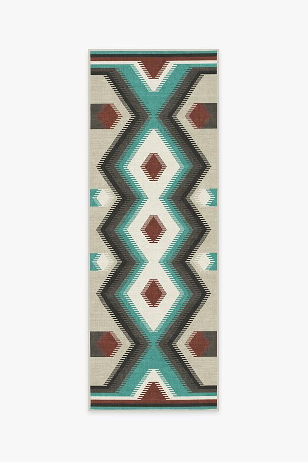 Anza Turquoise Rug 2.5'x7' | Stain-Resistant