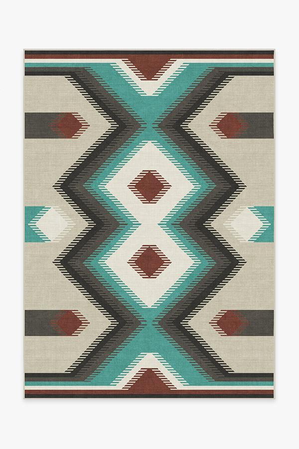 Anza Turquoise Rug 5'x7' | Stain-Resistant