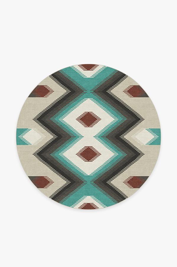 Anza Turquoise Rug 6' Round | Stain-Resistant