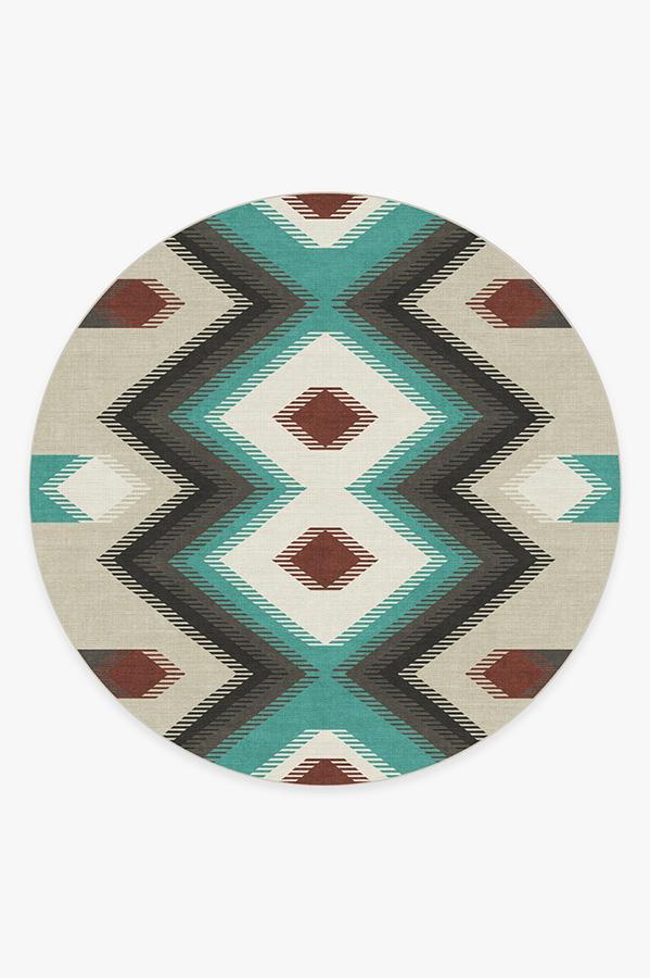 Anza Turquoise Rug 8' Round | Stain-Resistant