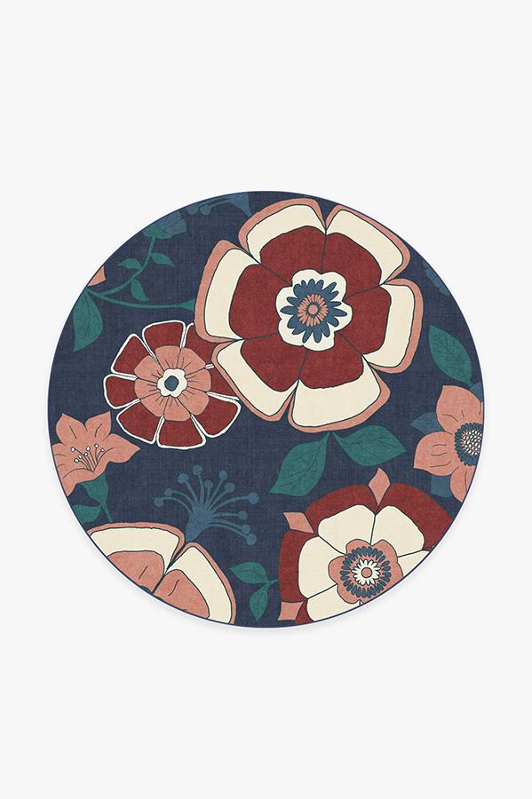 Audrey Navy Rug 6' Round | Stain-Resistant