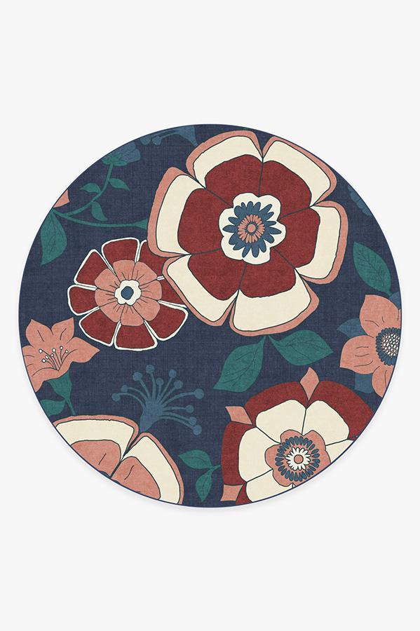 Audrey Navy Rug 8' Round | Stain-Resistant