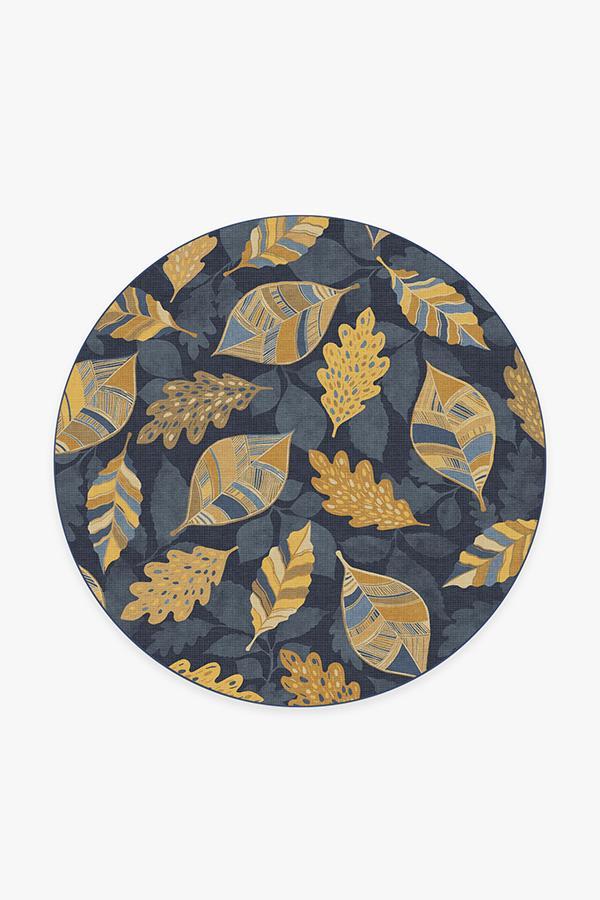 Aurelia Navy Gold Rug 6' Round | Stain-Resistant